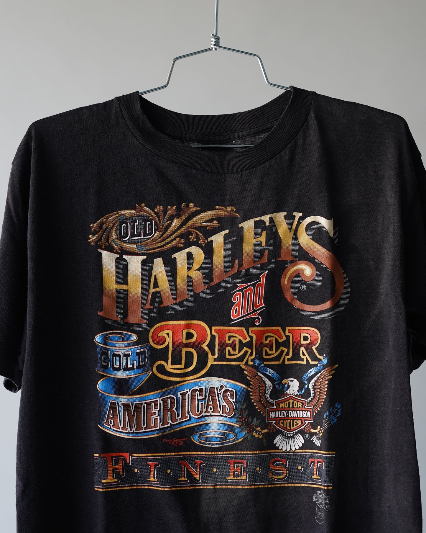 80's Harley Davidson 3D Emblem Tee - Large