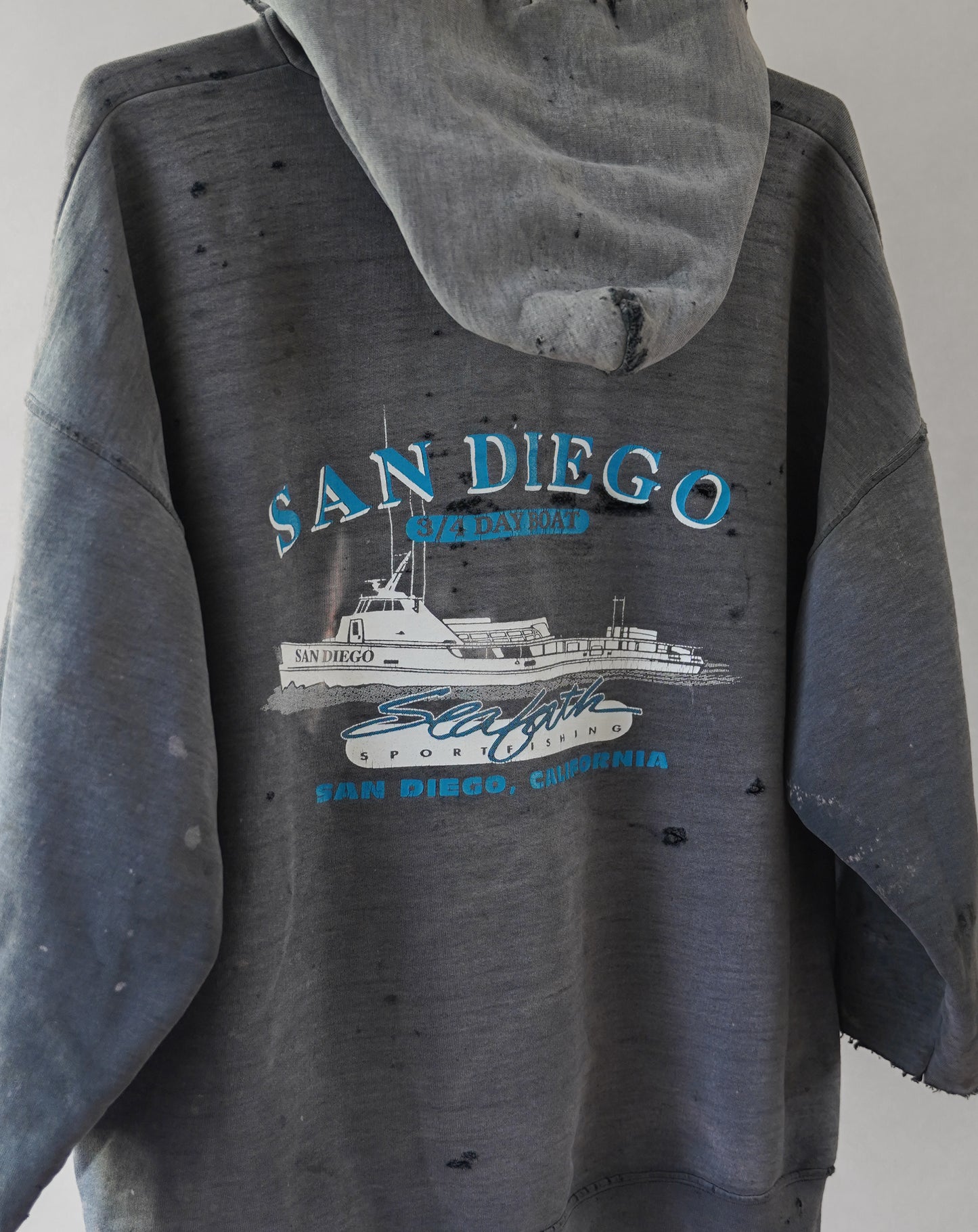 00's Distressed & Faded San Diego Fishing Hoodie - XXL