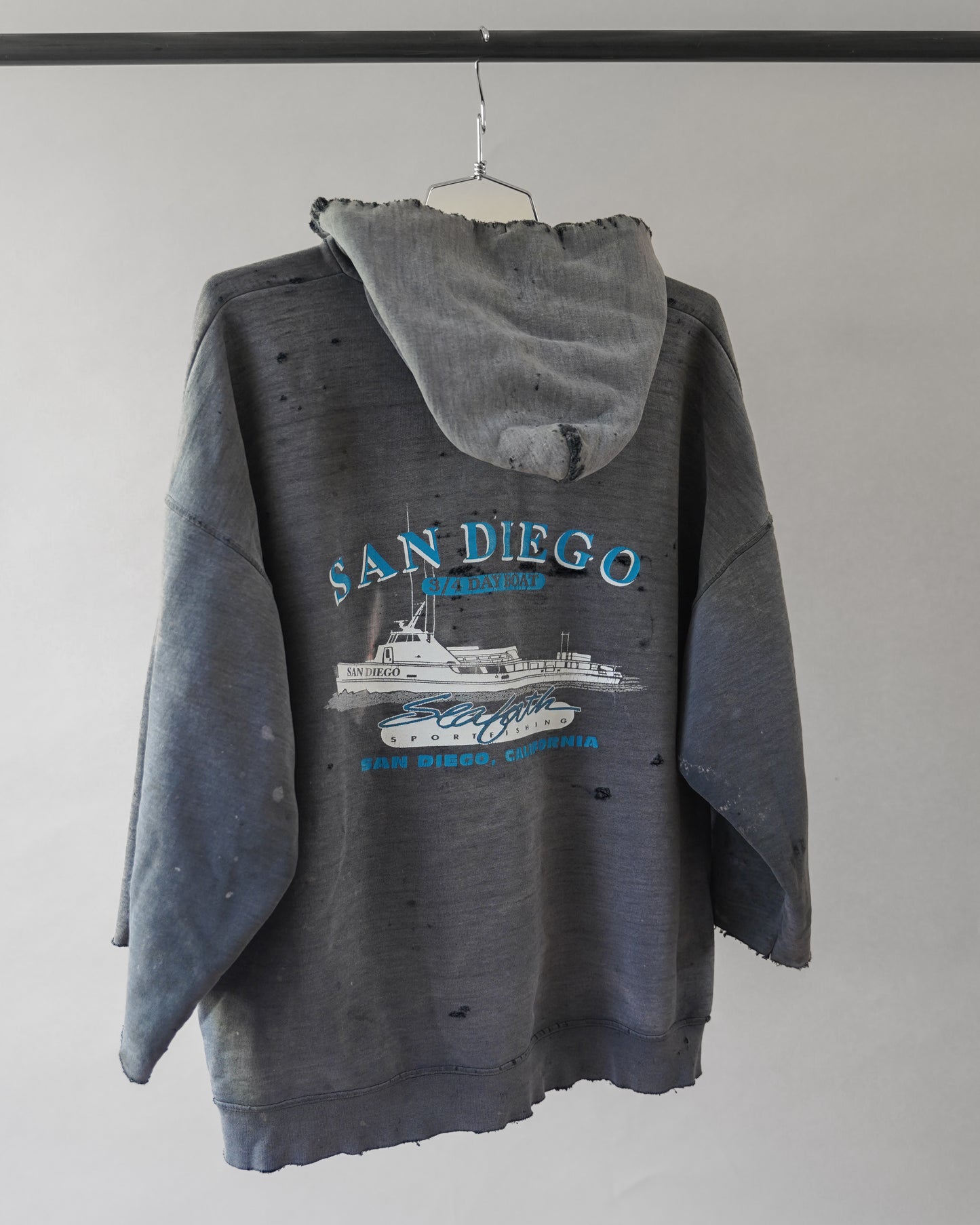 00's Distressed & Faded San Diego Fishing Hoodie - XXL