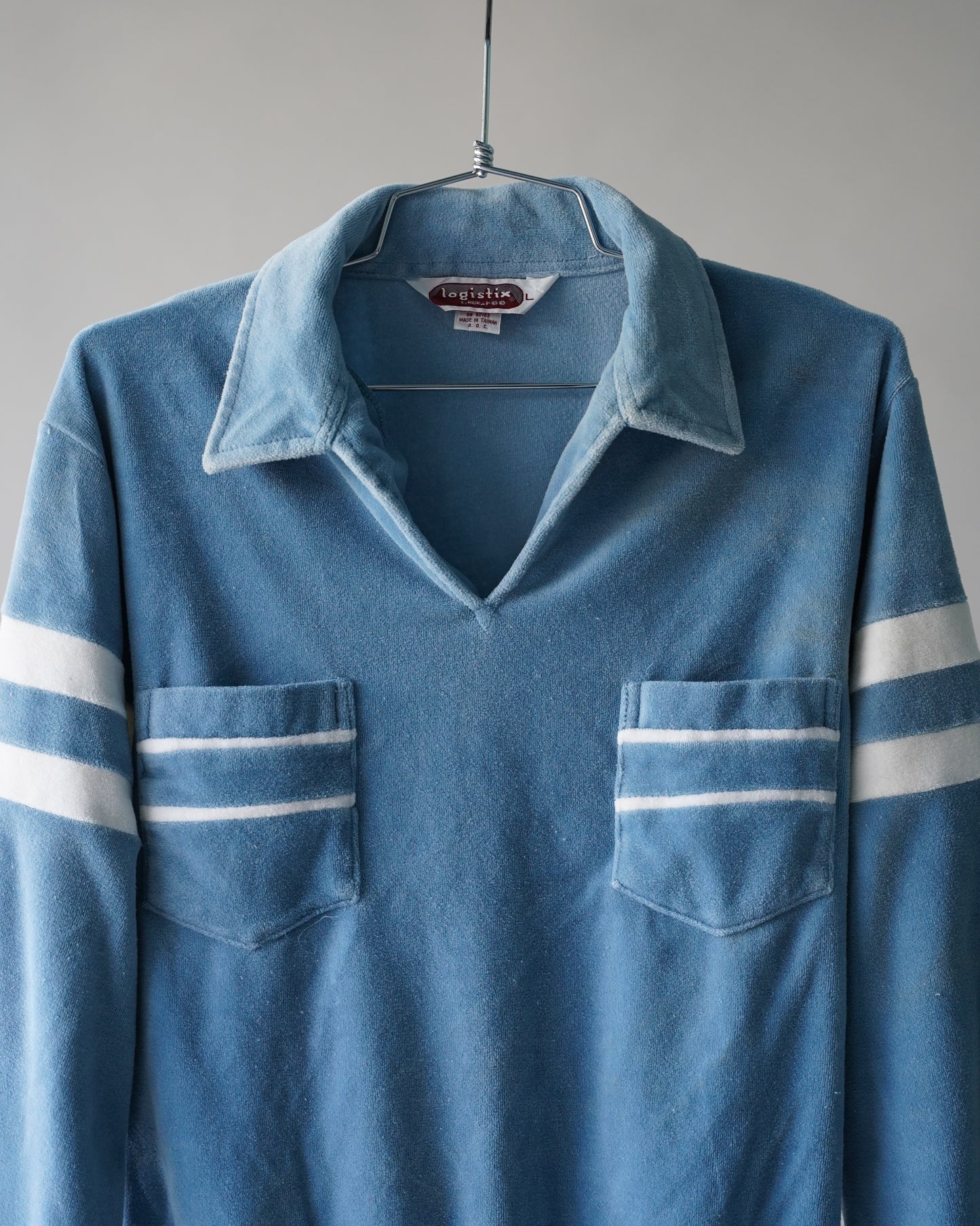 70's Velour Polo Shirt - Medium