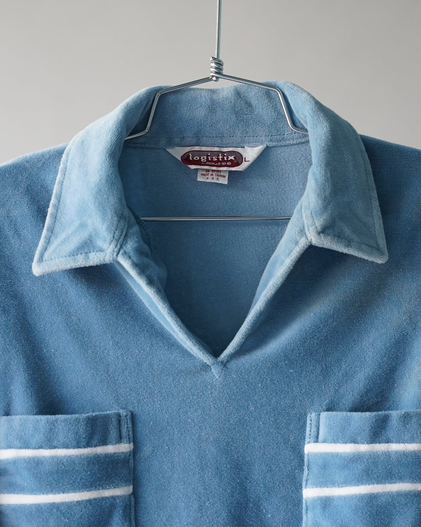 70's Velour Polo Shirt - Medium