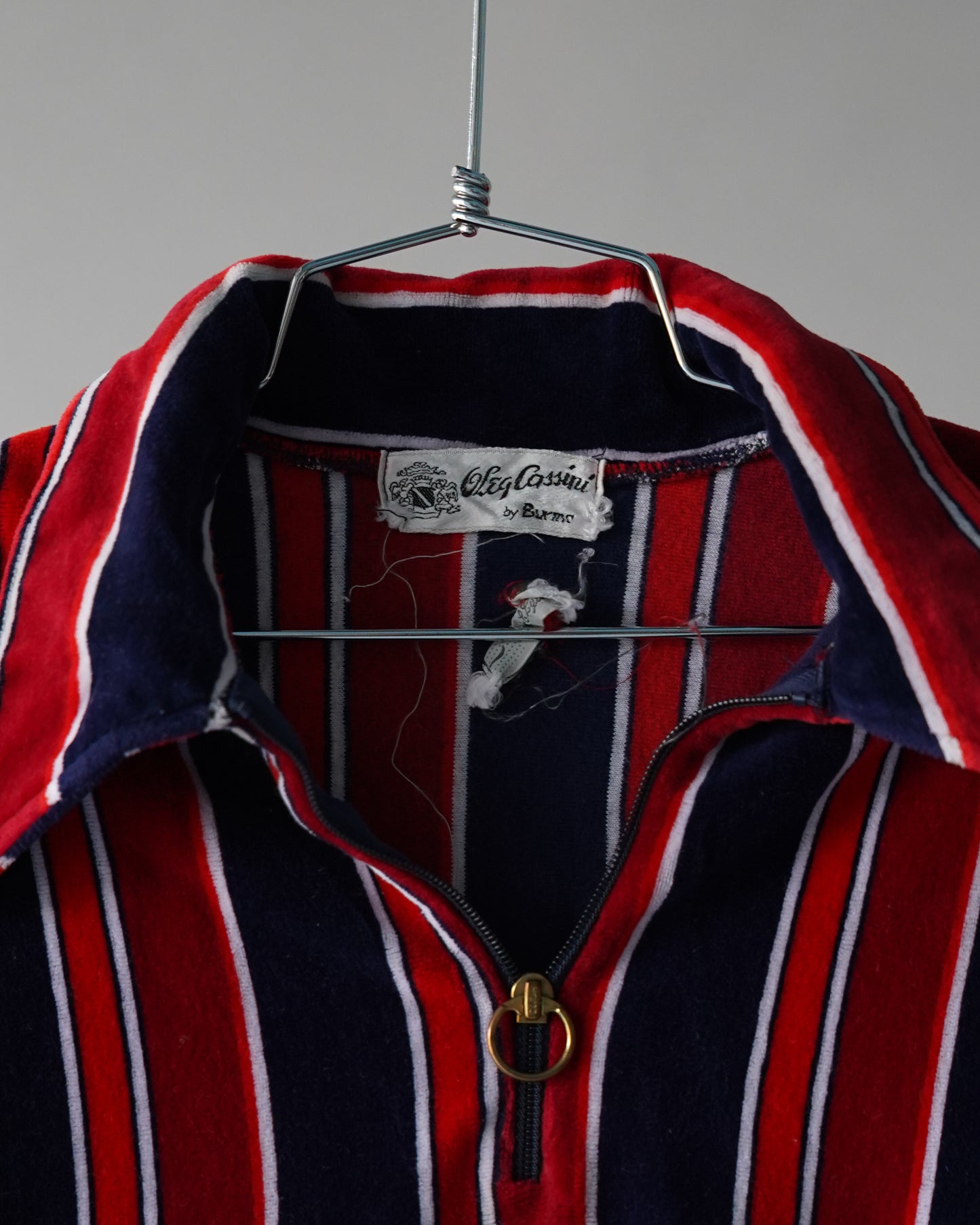70's Striped Velour Shirt - Medium