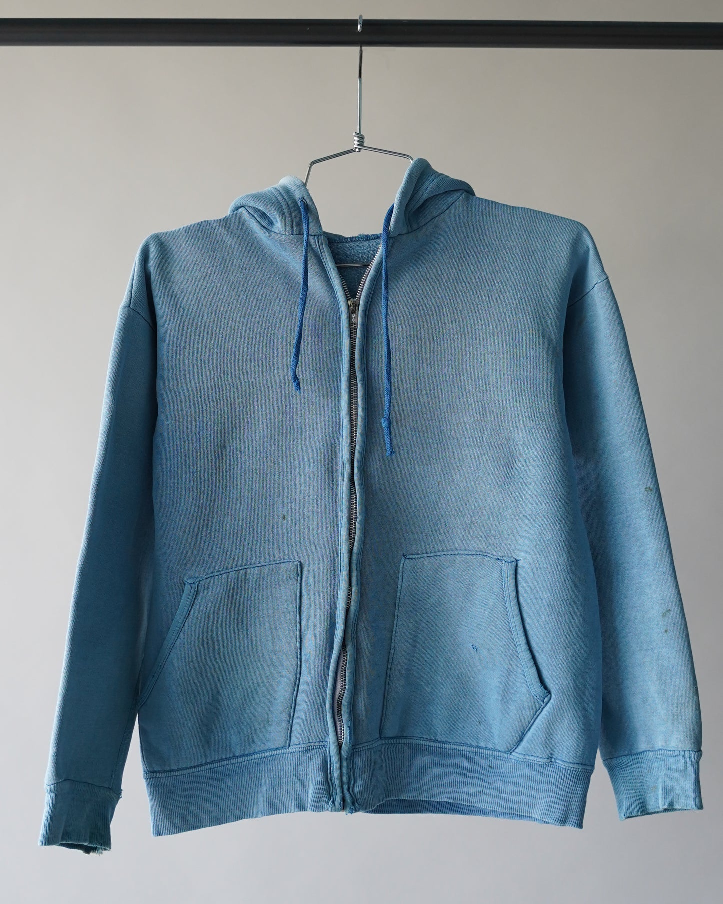 60's/70's Faded Baby Blue Cotton Sweatshirt - Small