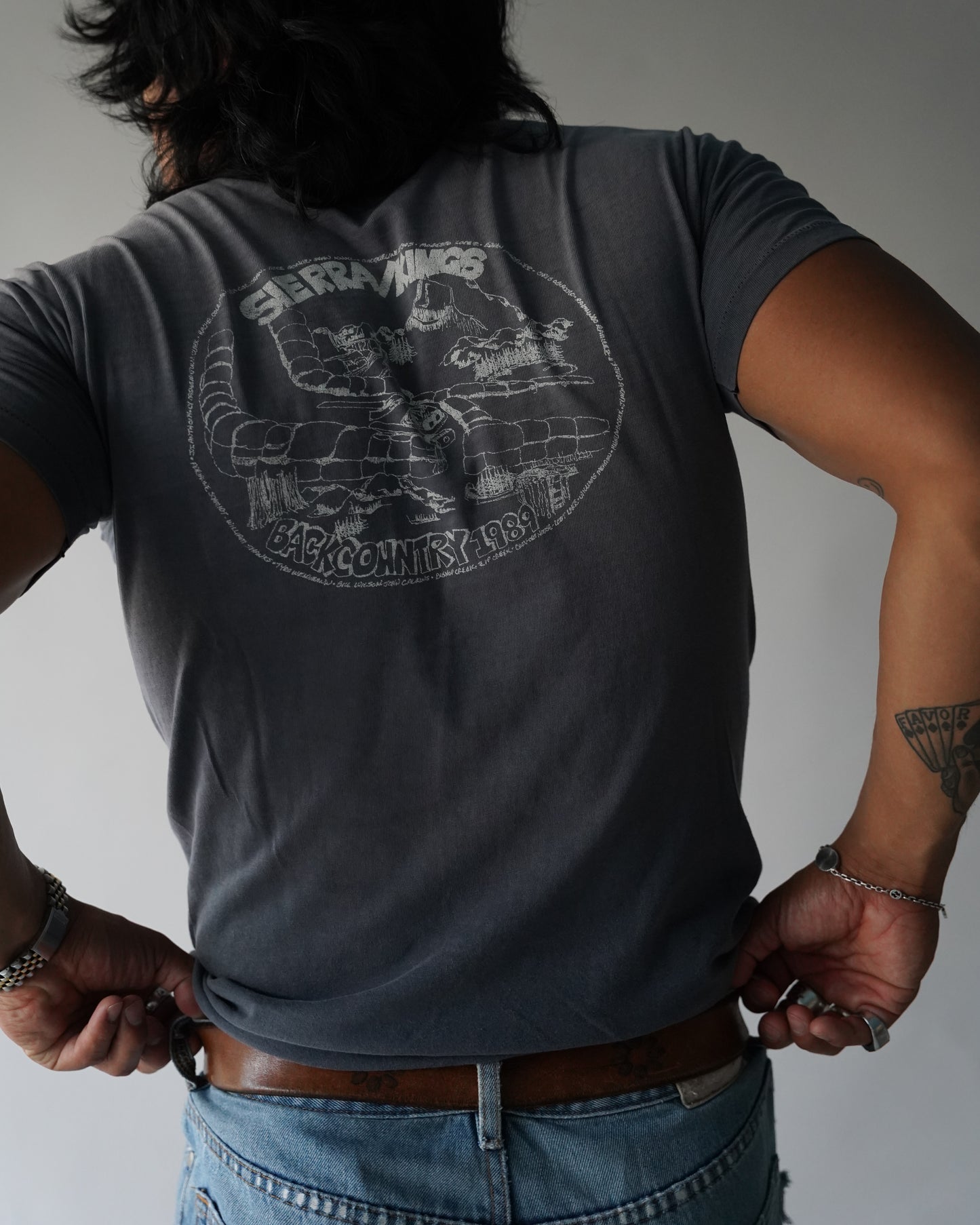 80's Faded Black Piranha Tee - Medium