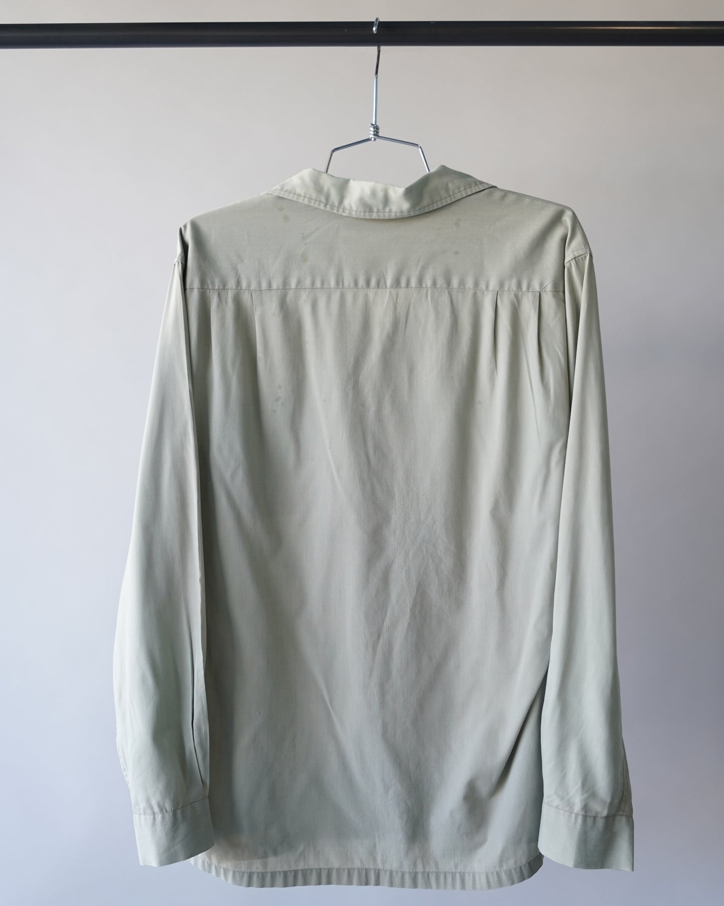 60's Light Green Loop Collar Shirt - Large