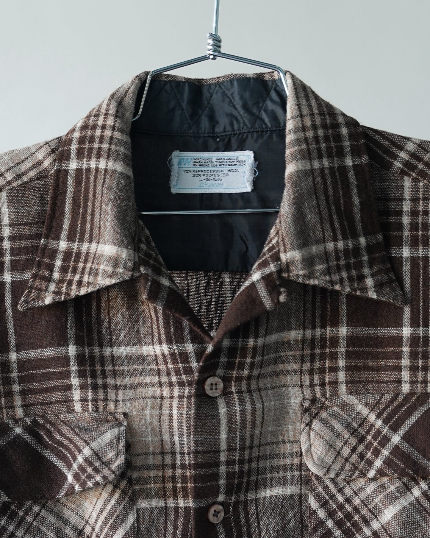60's Wool Loop Collar Shirt - Large