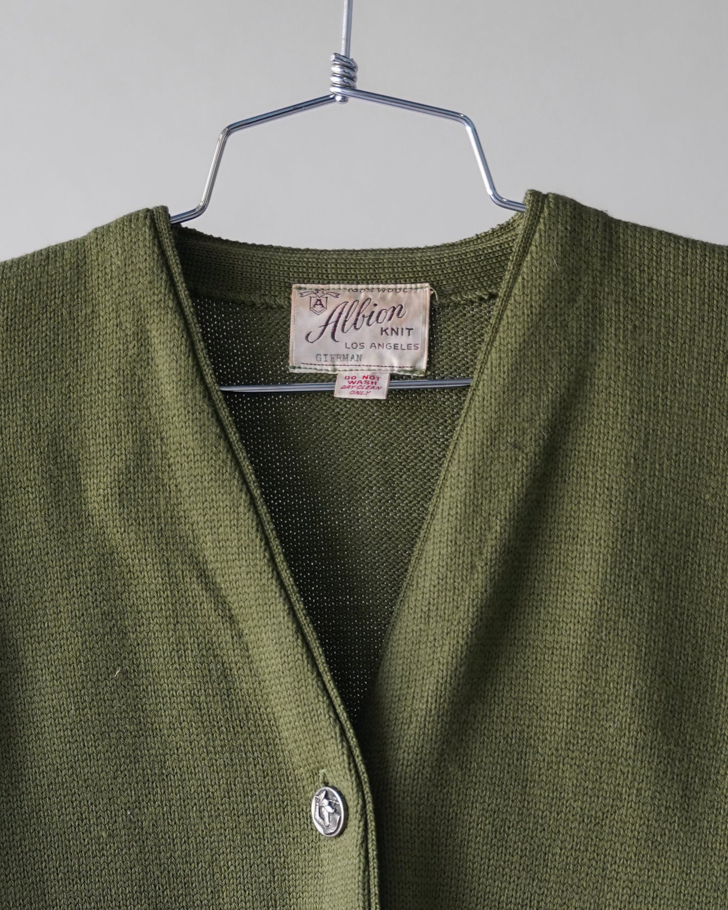 60's Green Wool Cardigan - Medium