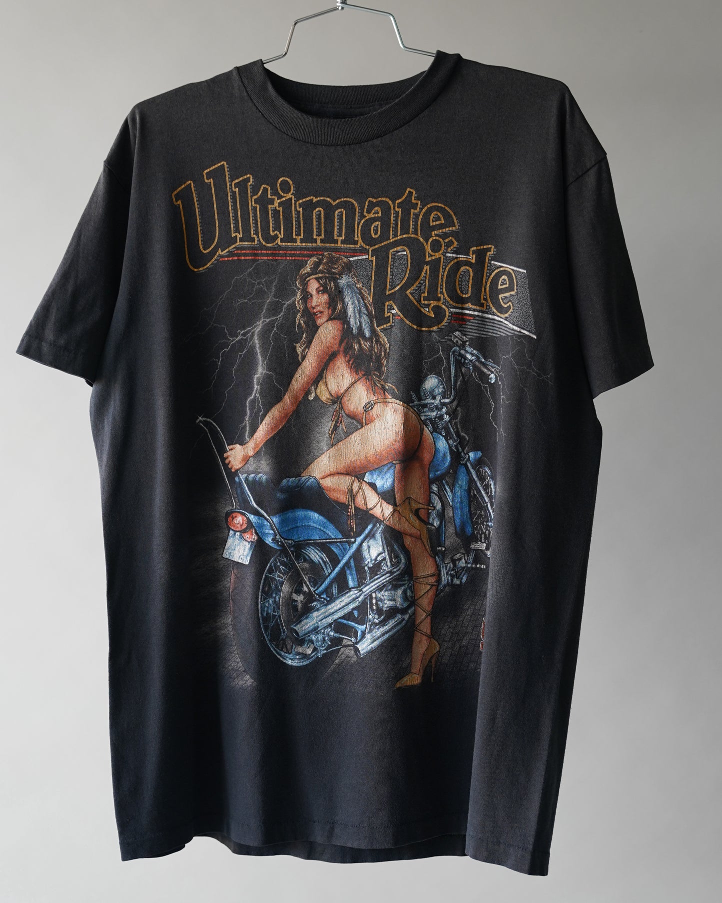 90's 3D Emblem Biker Tee - Large