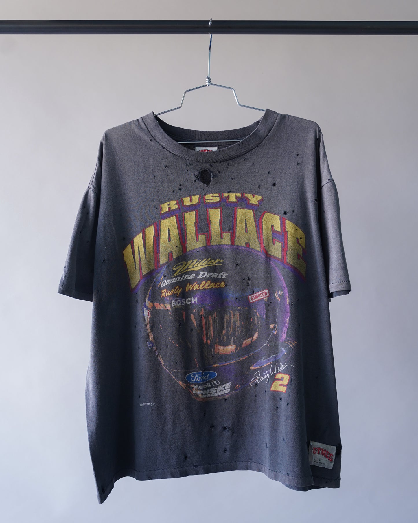 90's Faded Black Rusty Wallace Nascar Tee - XL