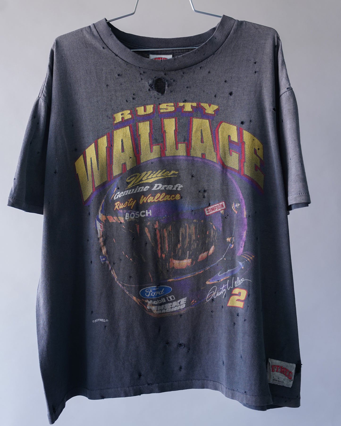 90's Faded Black Rusty Wallace Nascar Tee - XL