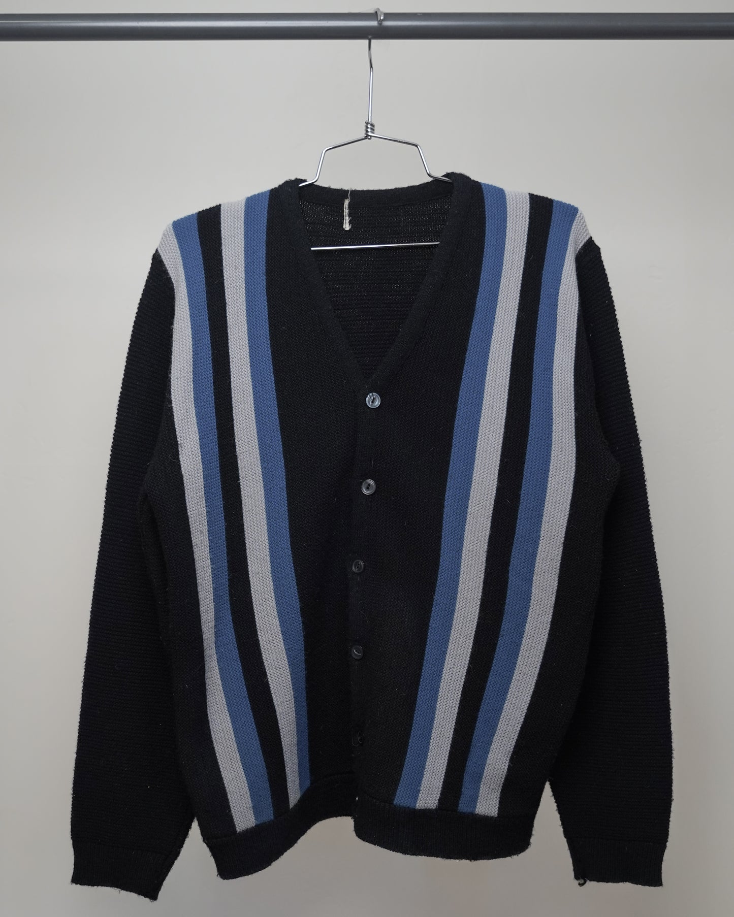 70's Black & Blue Cardigan - Medium