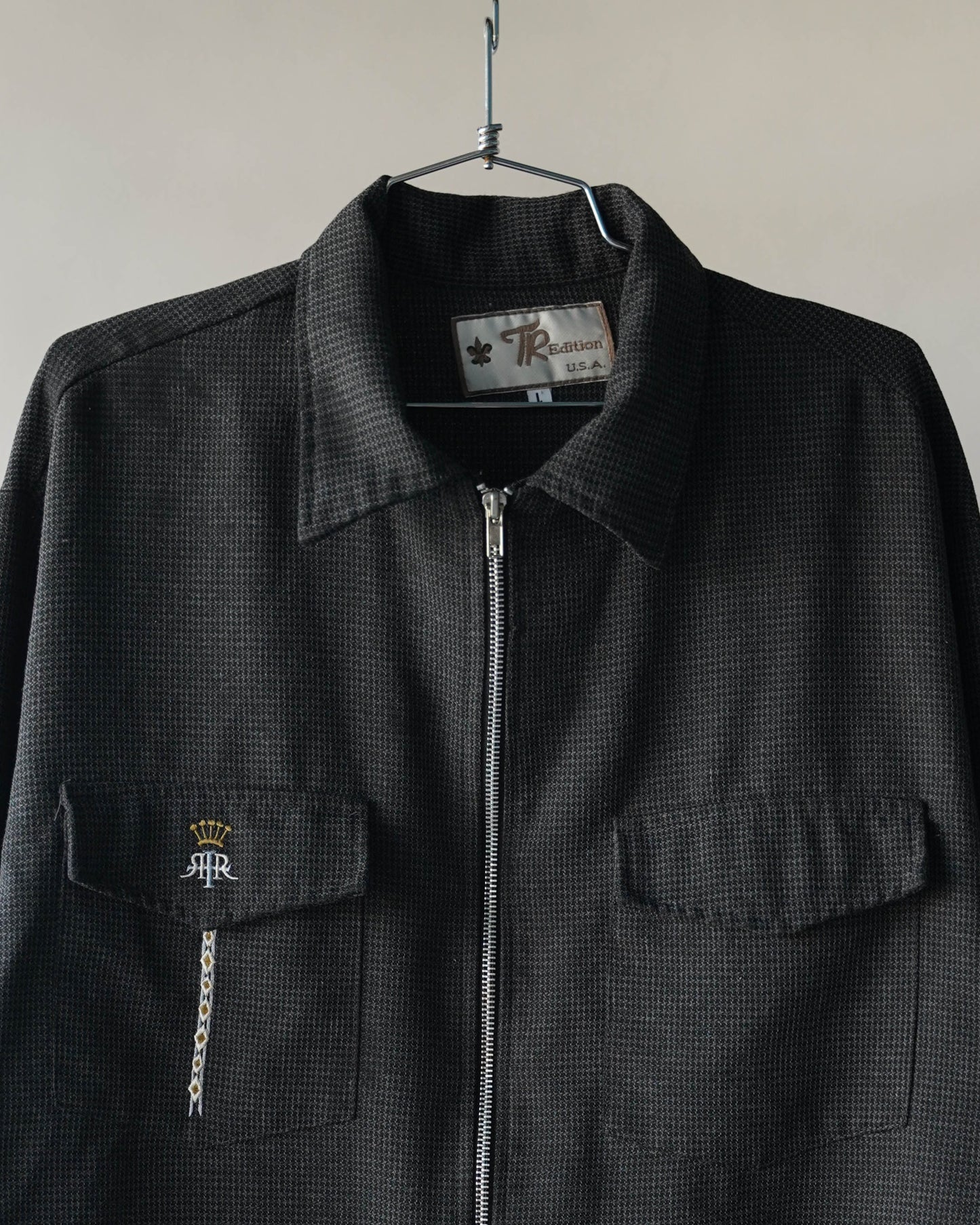 90's Dark Gray Wool Zip Up Jacket - XL