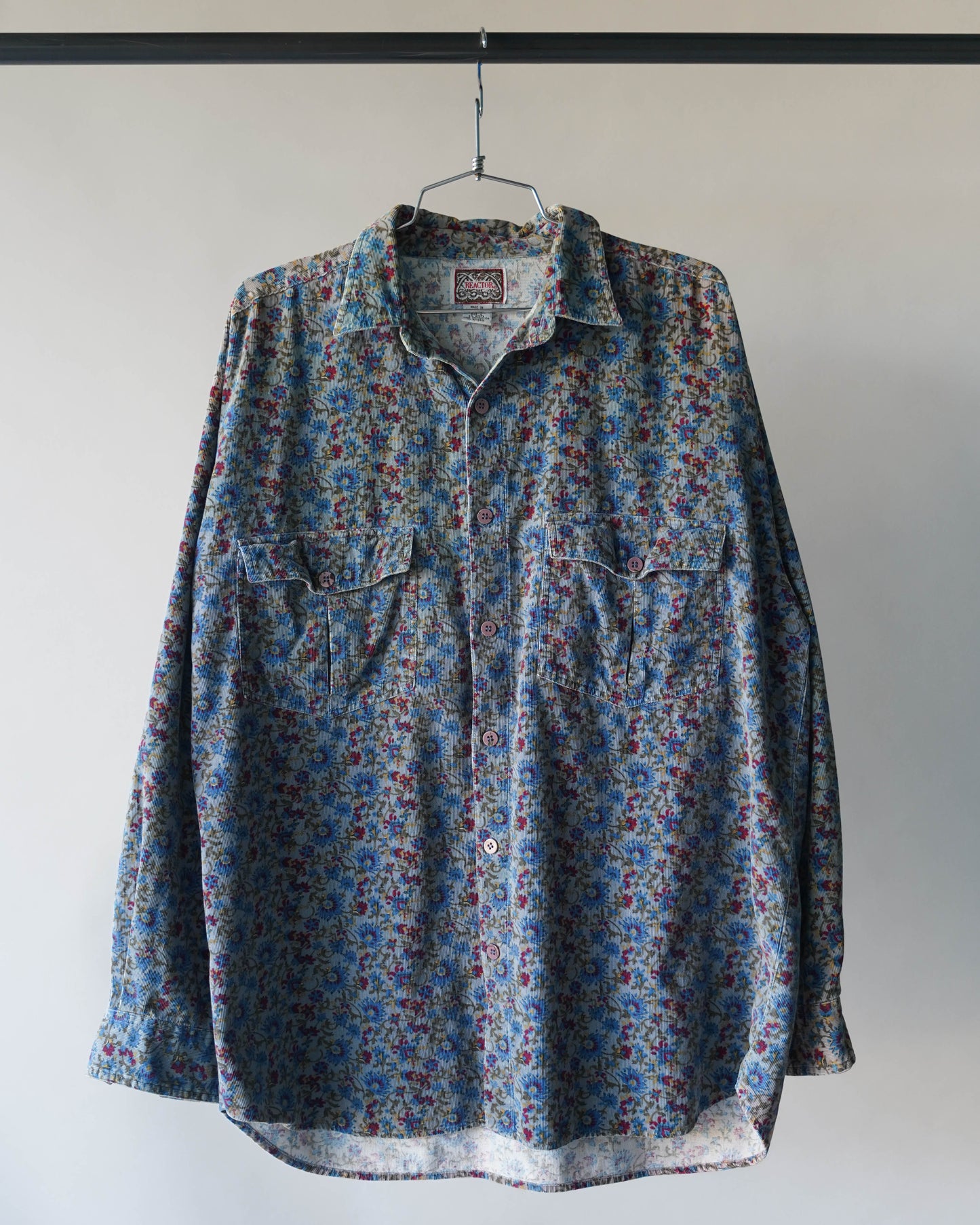 90's Floral Corduroy Shirt - XL