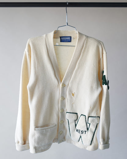 60's Cream Wool Cardigan - Large