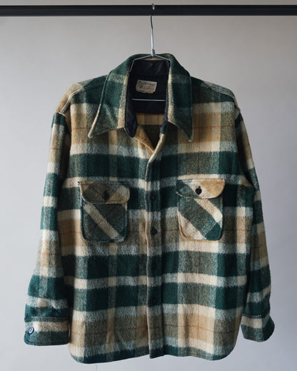 60's Wool Plaid Overshirt - XL