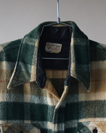 60's Wool Plaid Overshirt - XL