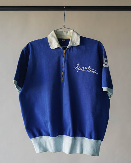 60's Quarter Zip Cotton Shirt - XL