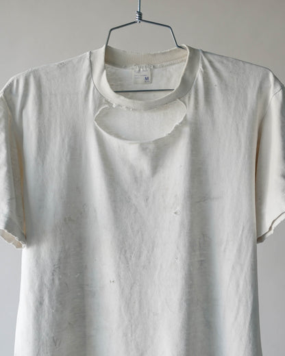 70's JC Penney Distressed & Stained White Tee - Medium