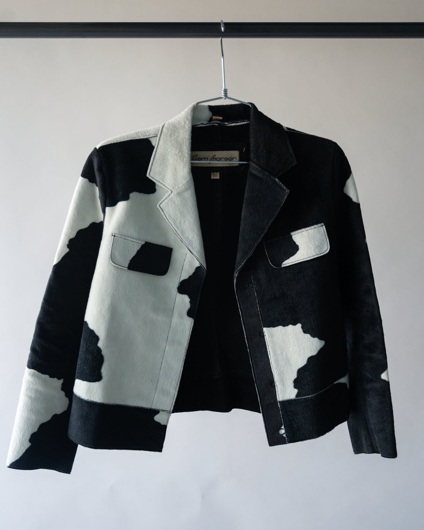 90's Black & White Leather Jacket - XS