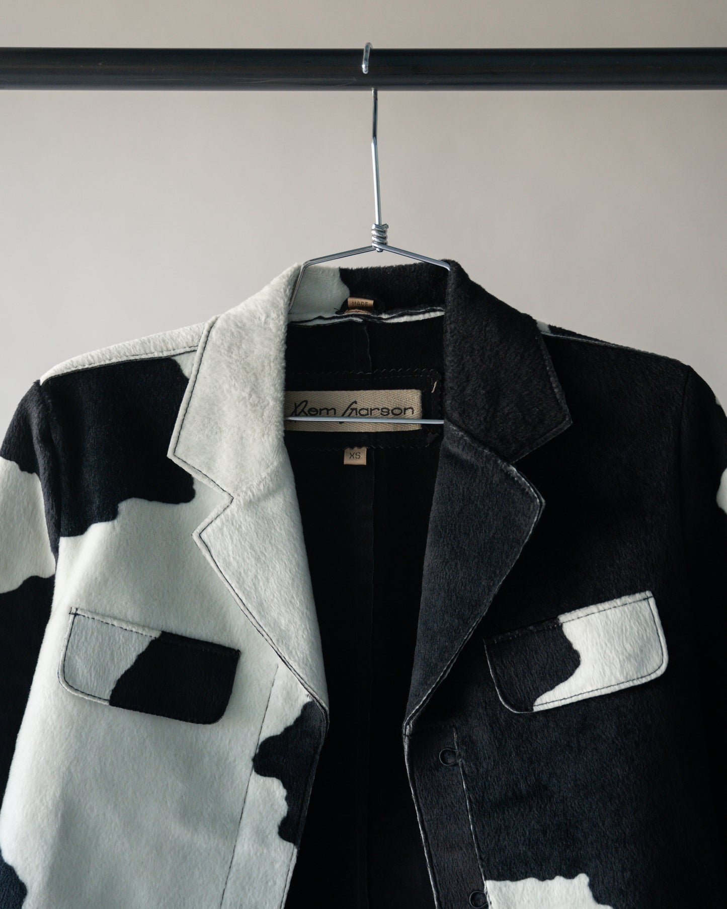 90's Black & White Leather Jacket - XS