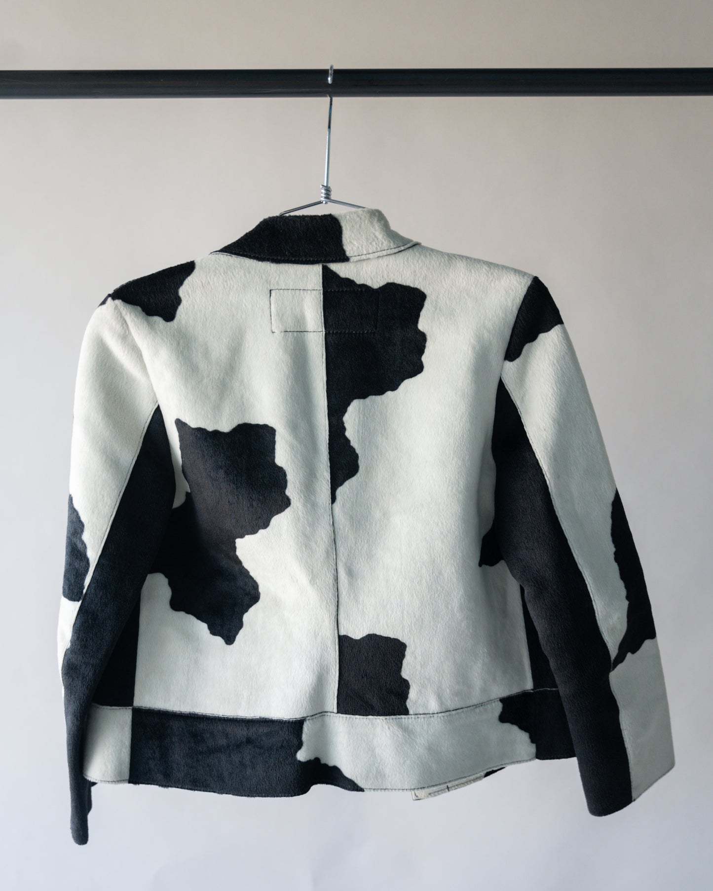 90's Black & White Leather Jacket - XS