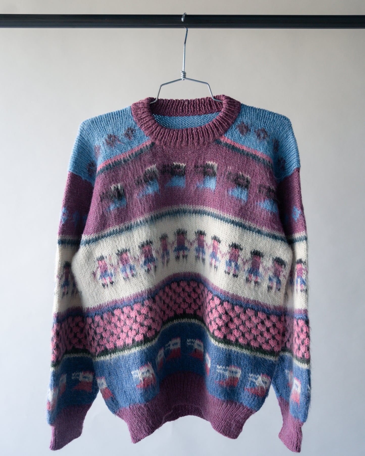 80's Multicolored Mohair Sweater - Large