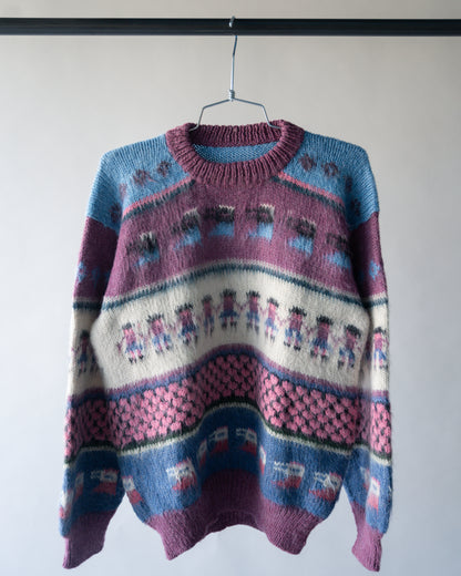 80's Multicolored Mohair Sweater - Large