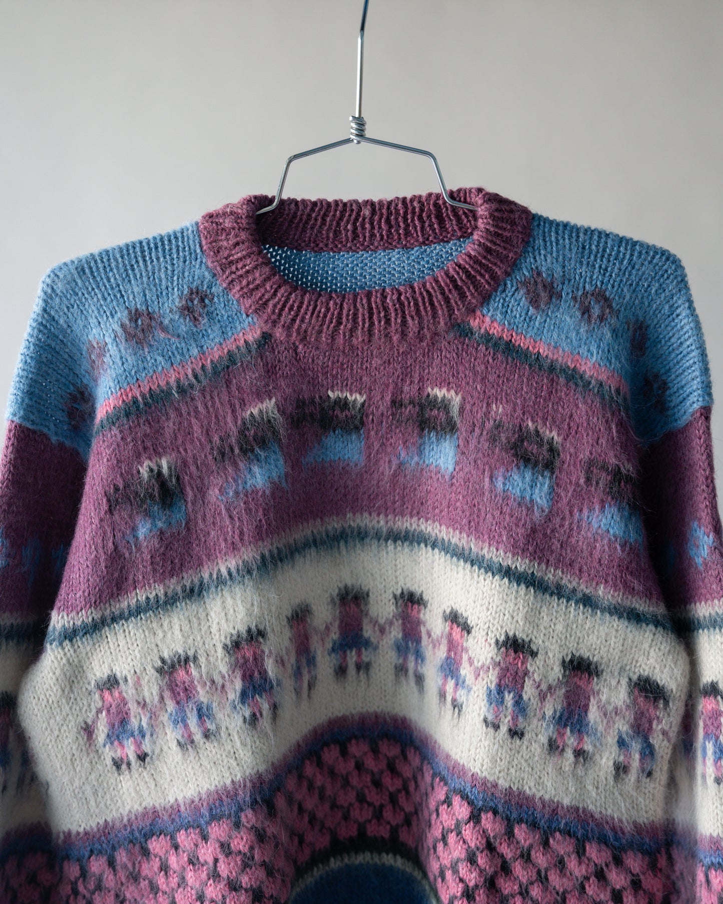 80's Multicolored Mohair Sweater - Large
