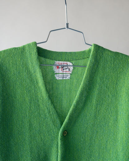 60's Light Green Mohair Cardigan - Large