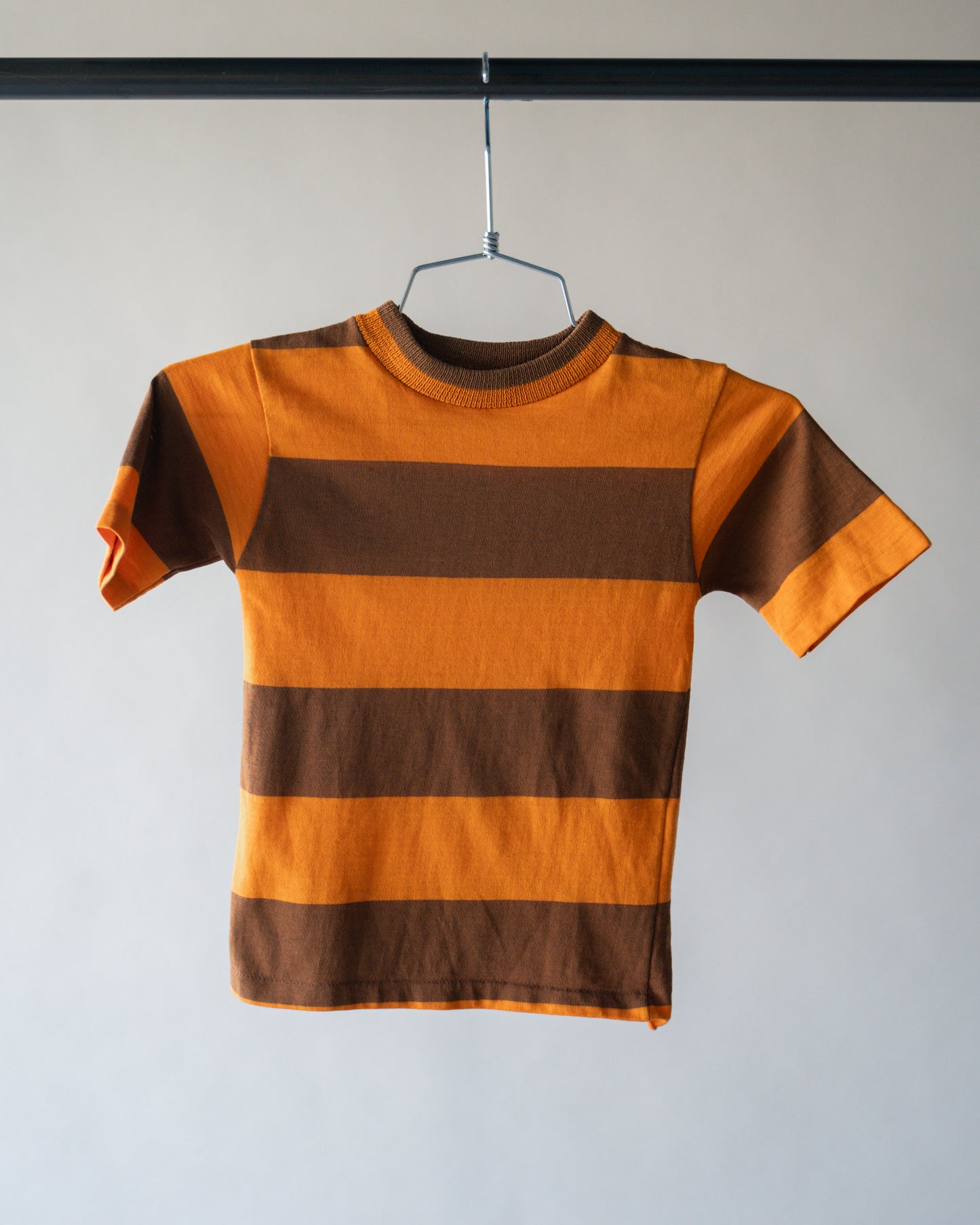 70's Brown & Orange Striped Baby Tee - XXS