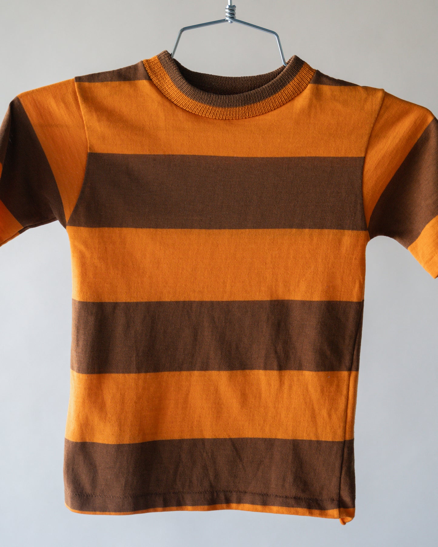 70's Brown & Orange Striped Baby Tee - XXS
