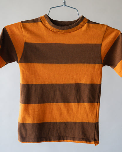 70's Brown & Orange Striped Baby Tee - XXS