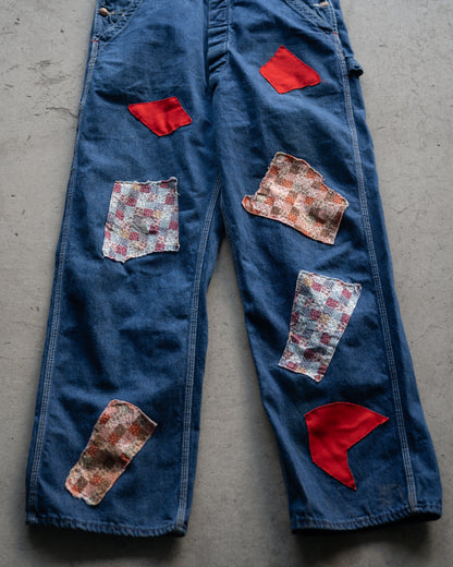 60's Big Mac Denim Overalls w/ Custom Patchwork - 35x31