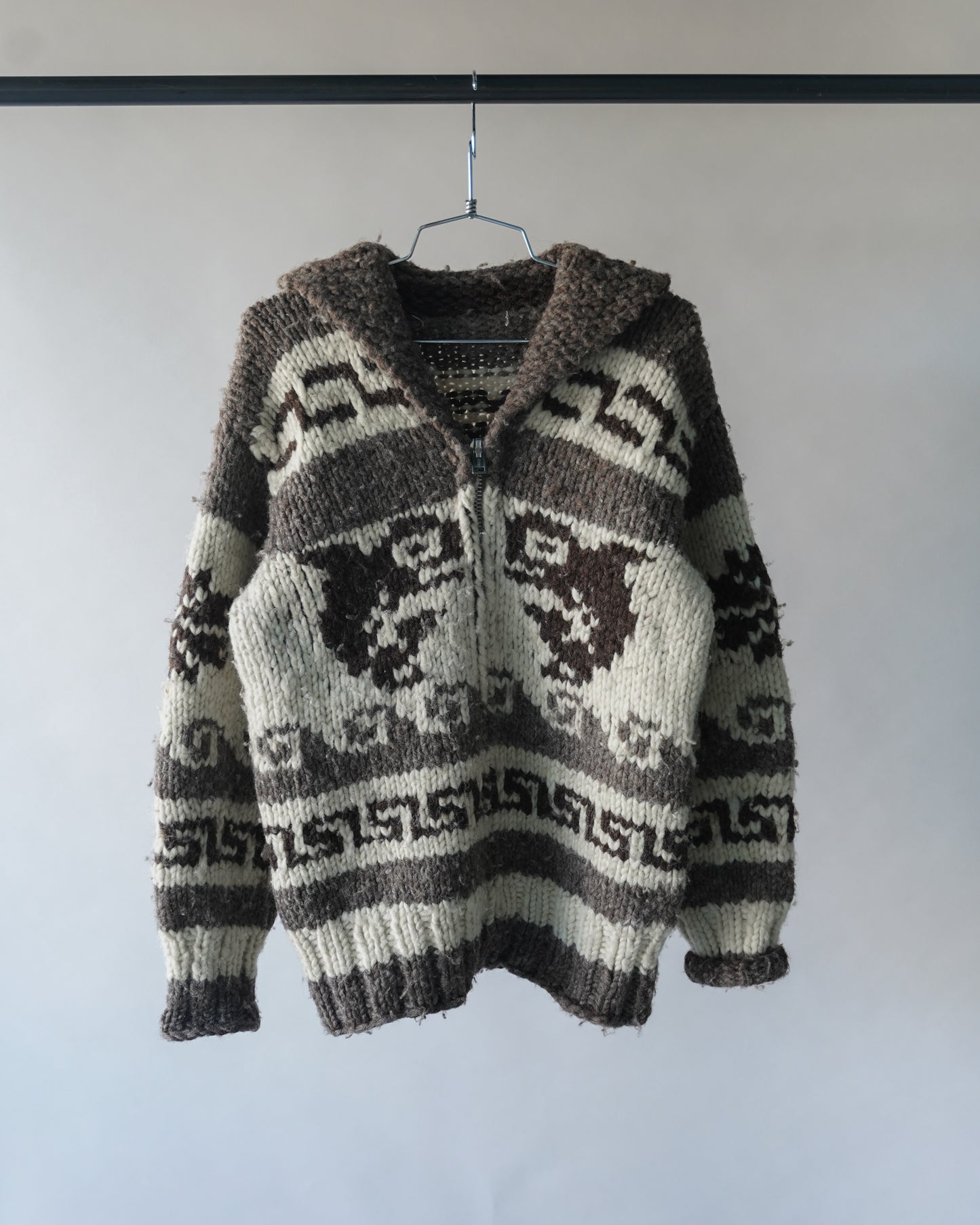 60's Cowichan Wool Knit Zip Up - Medium