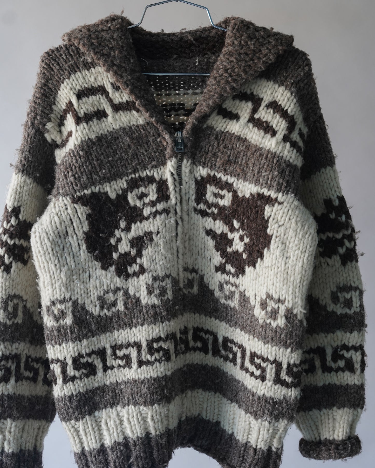 60's Cowichan Wool Knit Zip Up - Medium