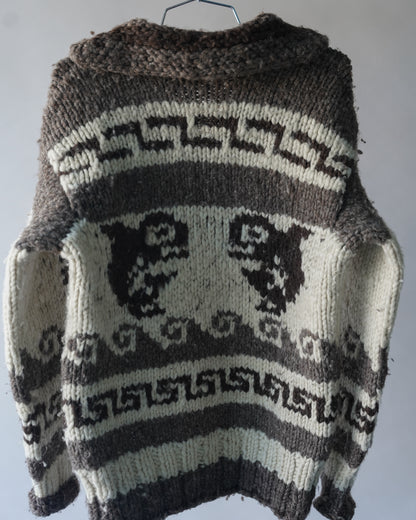 60's Cowichan Wool Knit Zip Up - Medium