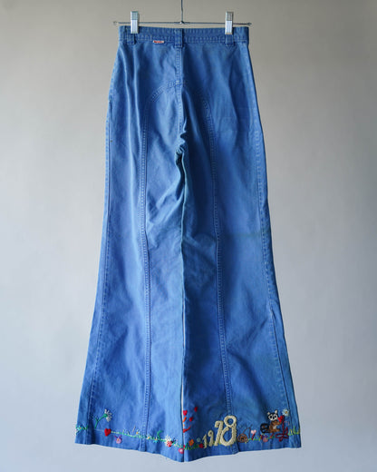 70's Dittos Embroidered Bell Bottom Pants - 24x29