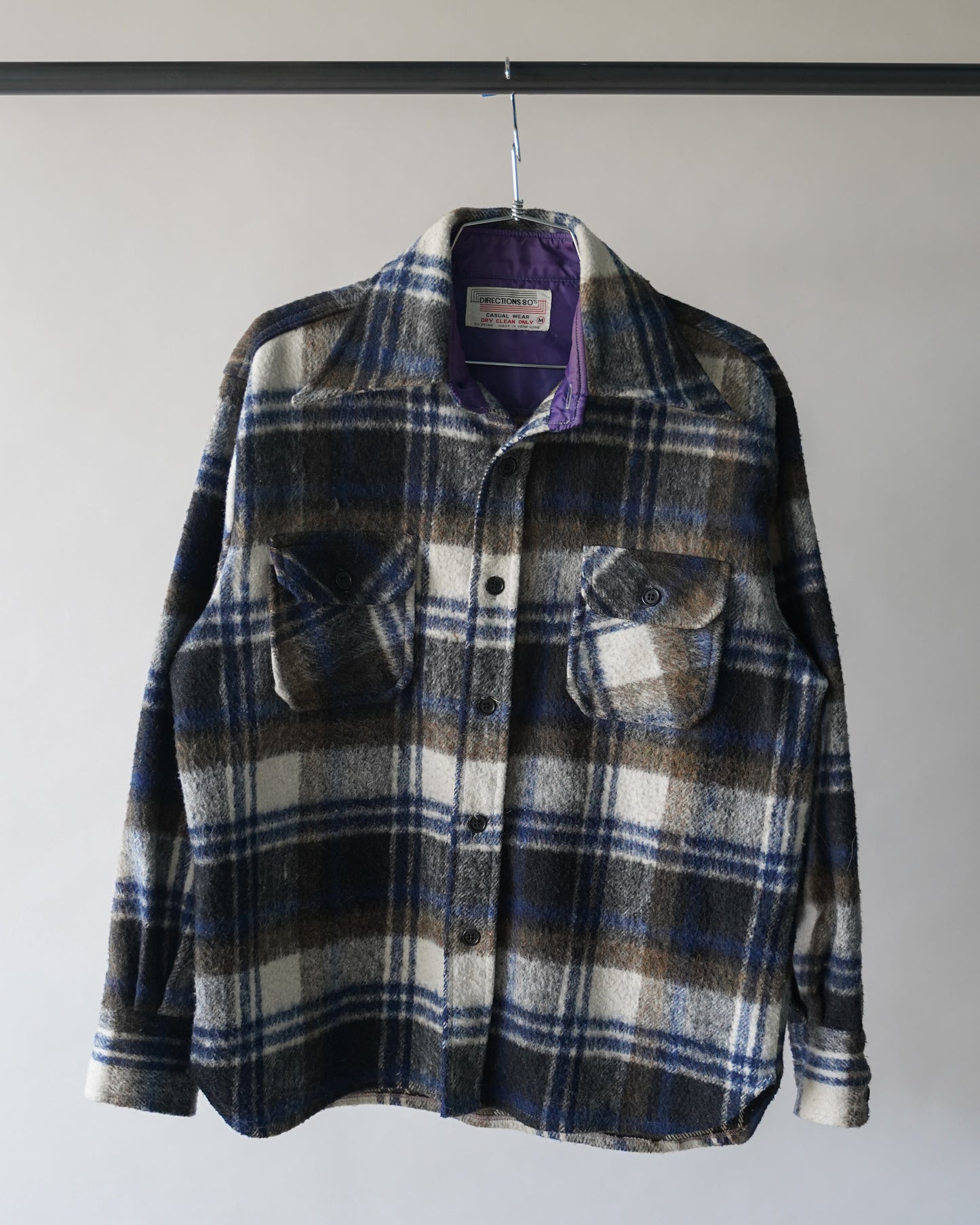 70's Plaid Wool Overshirt - Large