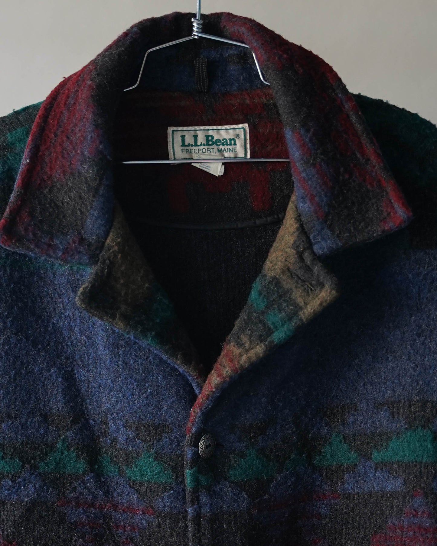 80's LL Bean Aztec Print Wool Coat - XL