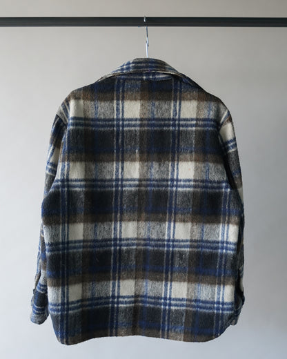 70's Plaid Wool Overshirt - Large