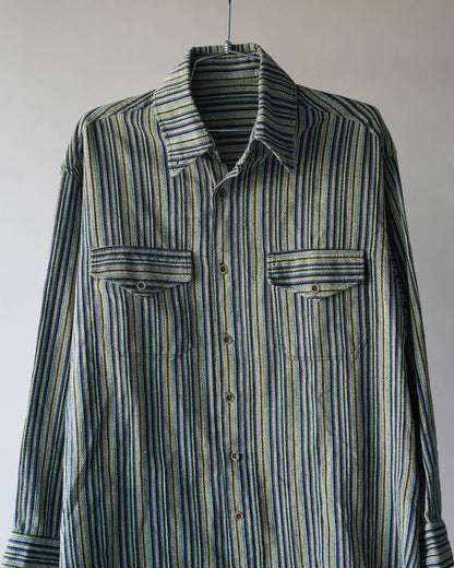 Hand Made Multi Colored Cotton Button Up Shirt - XL