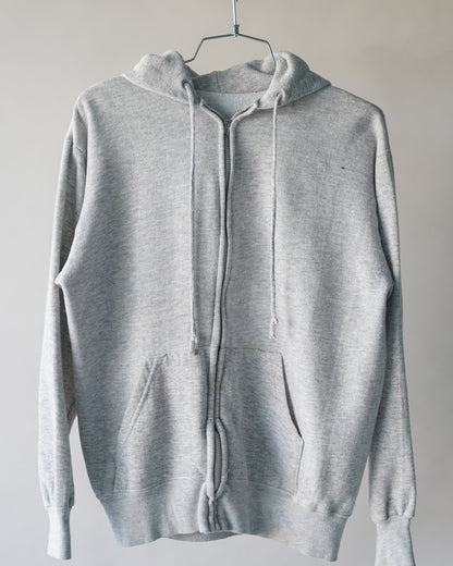 80's Grey Zip Up Hoodie - Medium