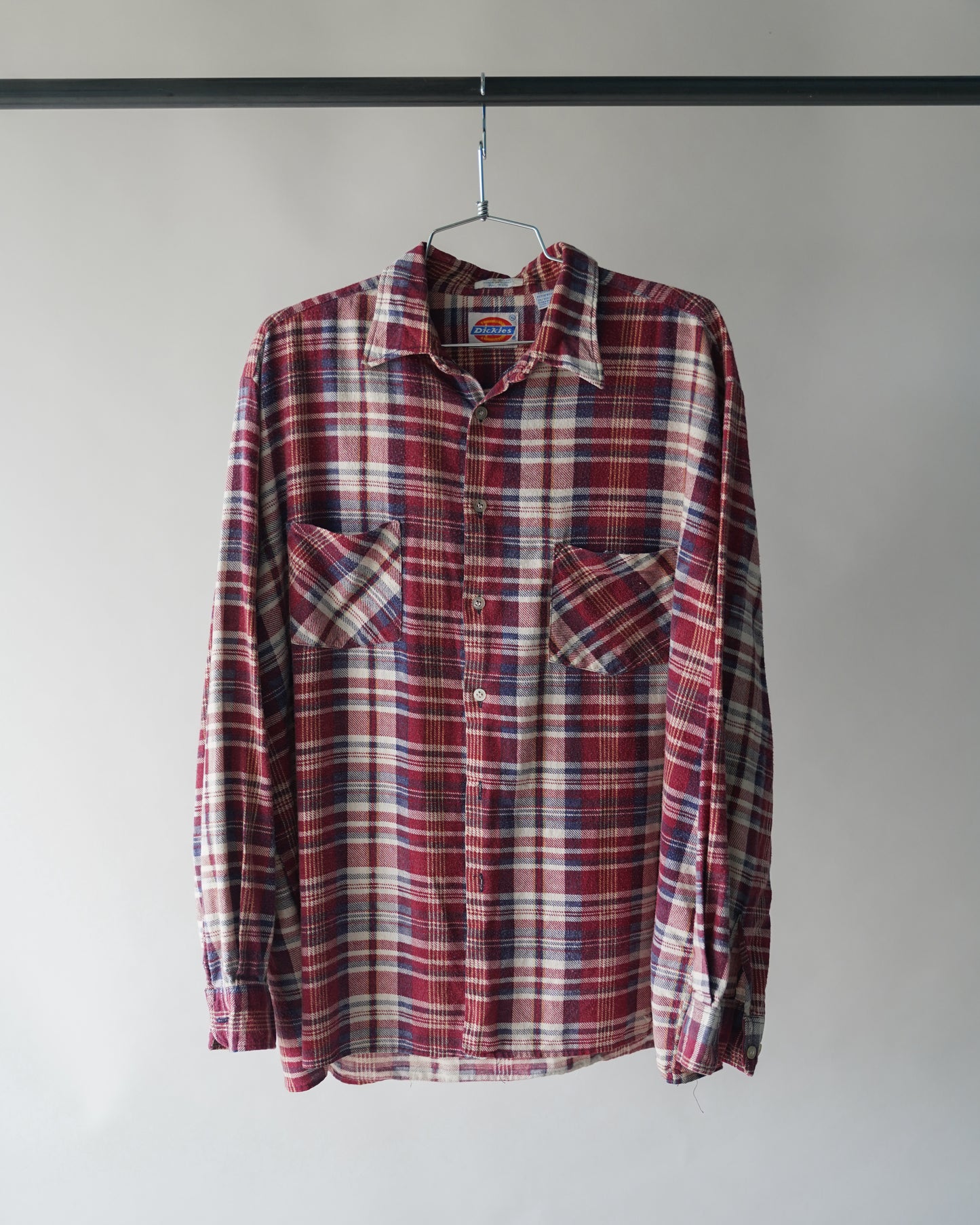 70's Dickies Maroon & White Flannel - XL
