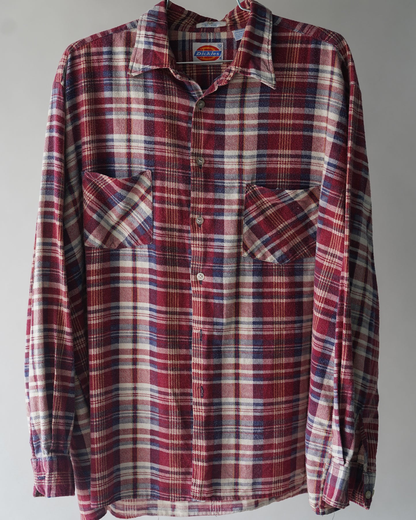 70's Dickies Maroon & White Flannel - XL