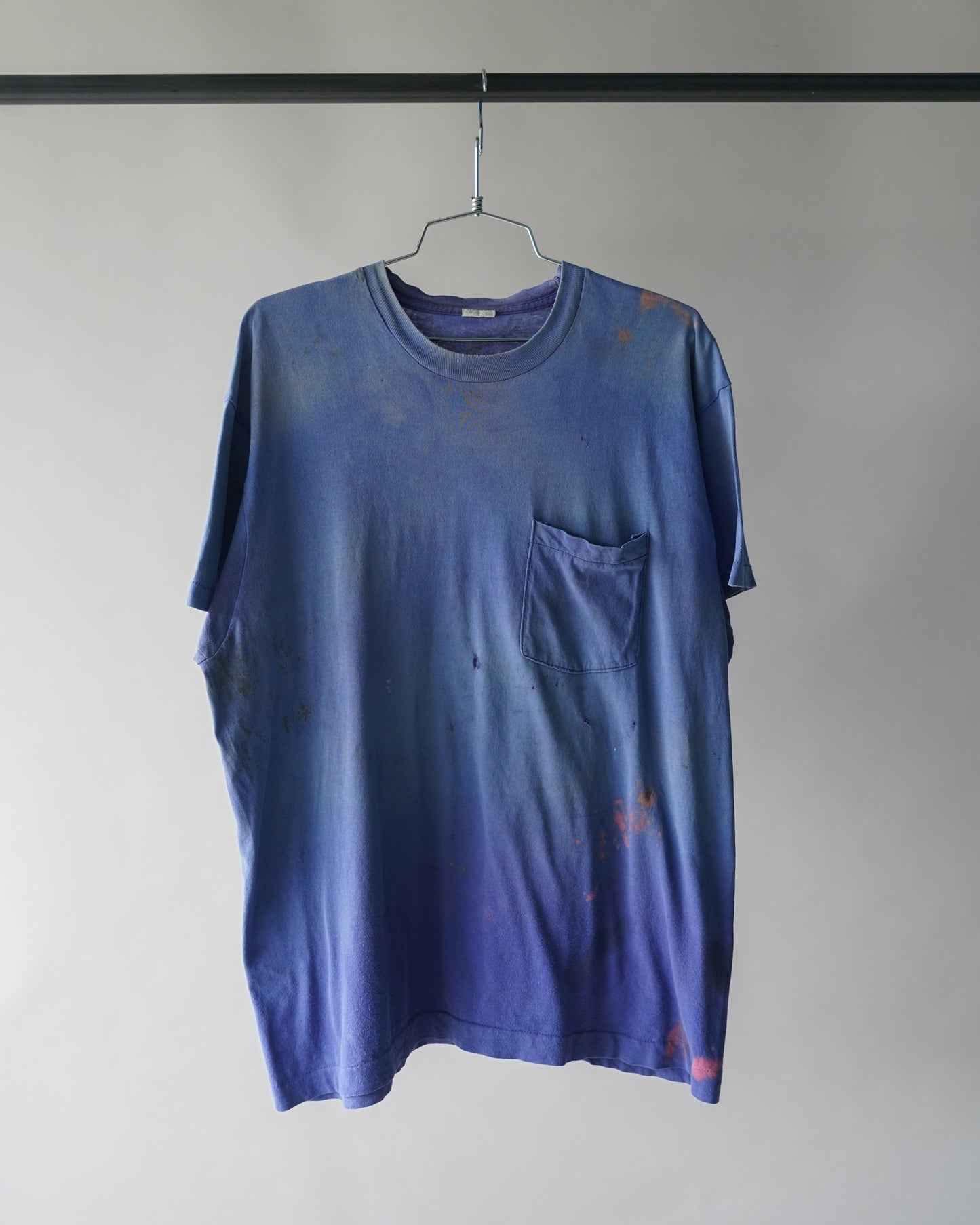 90's Faded & Thrashed Blue Pocket Tee - Large