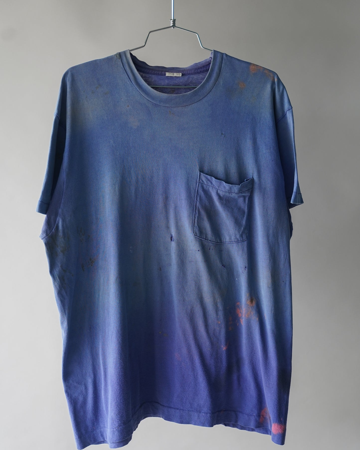 90's Faded & Thrashed Blue Pocket Tee - Large