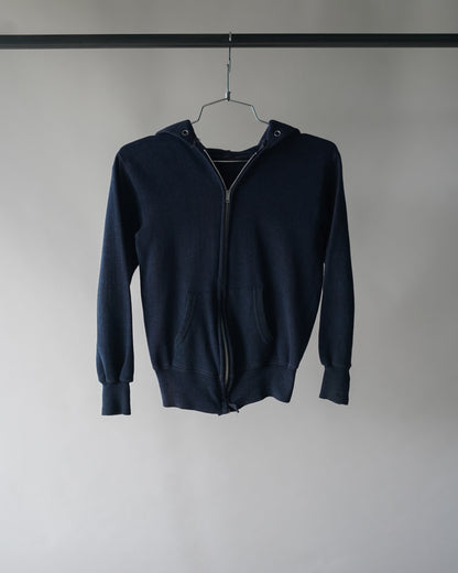 70's Dark Blue Zip Up Sweatshirt - XS