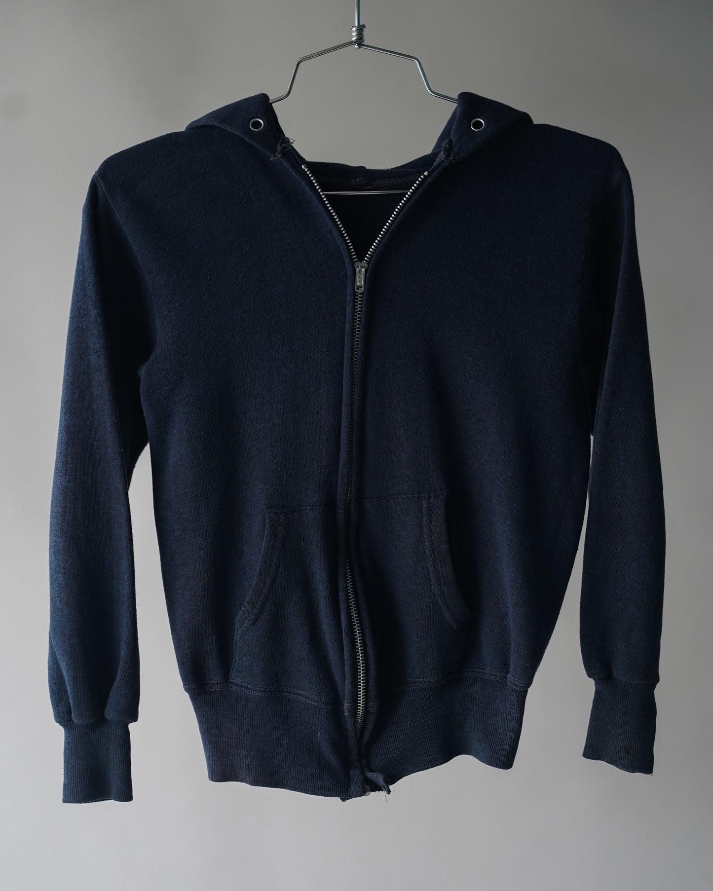 70's Dark Blue Zip Up Sweatshirt - XS