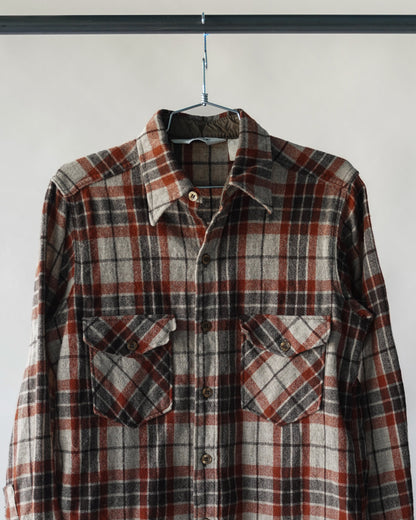 80's Brown Wool Plaid Shirt - Medium
