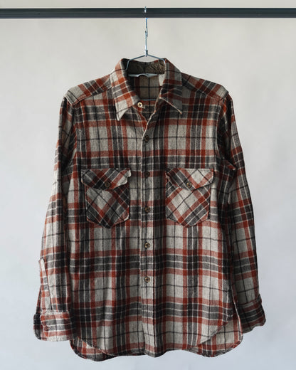 80's Brown Wool Plaid Shirt - Medium